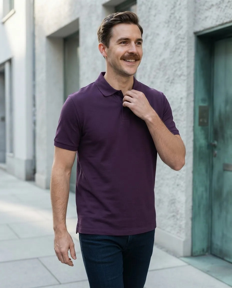 Camisa Polo Masculino 100% Algodão Roxo Beringela Lisa