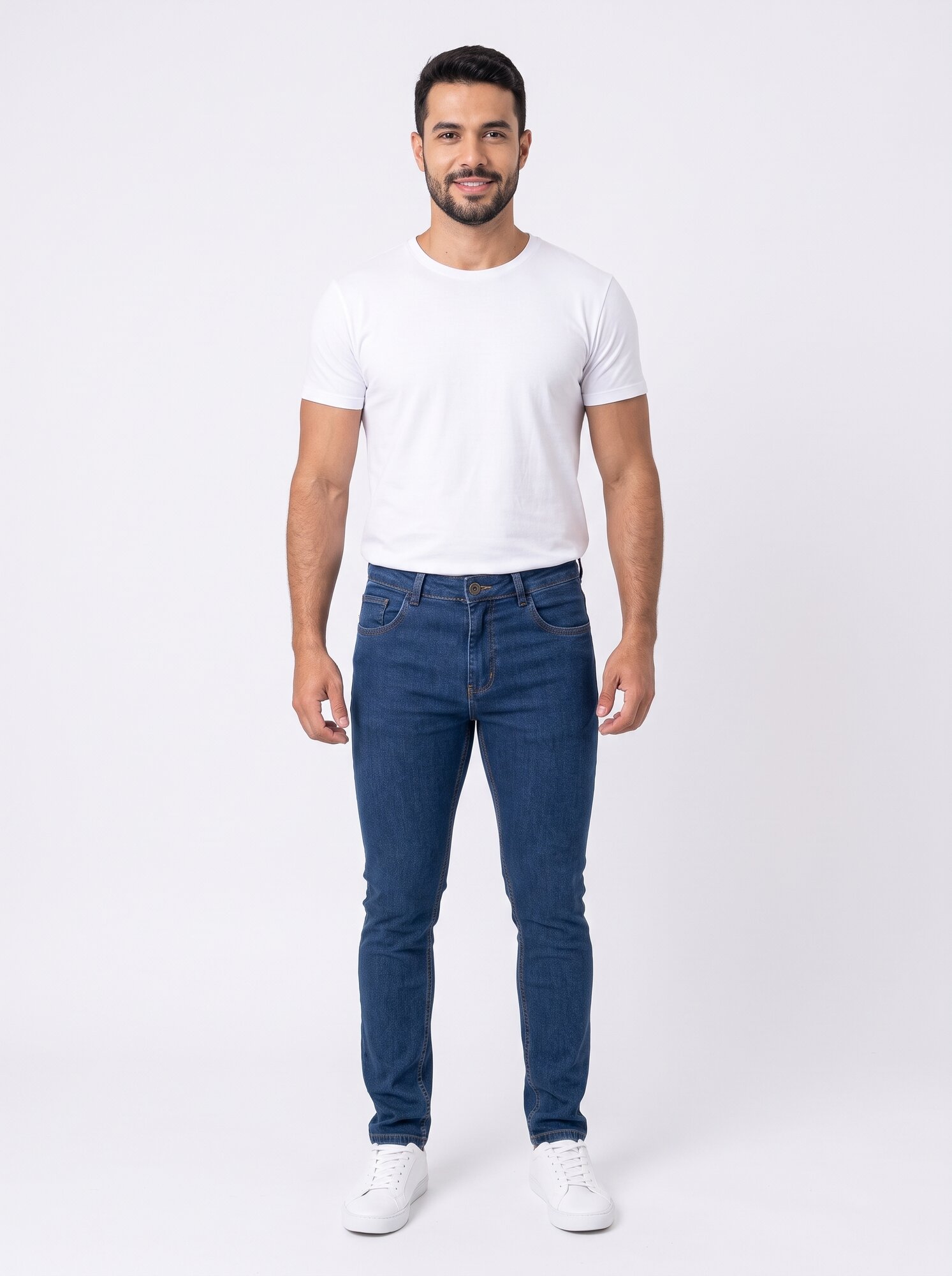 Calça Jeans Skinny Masculina Cintura Média